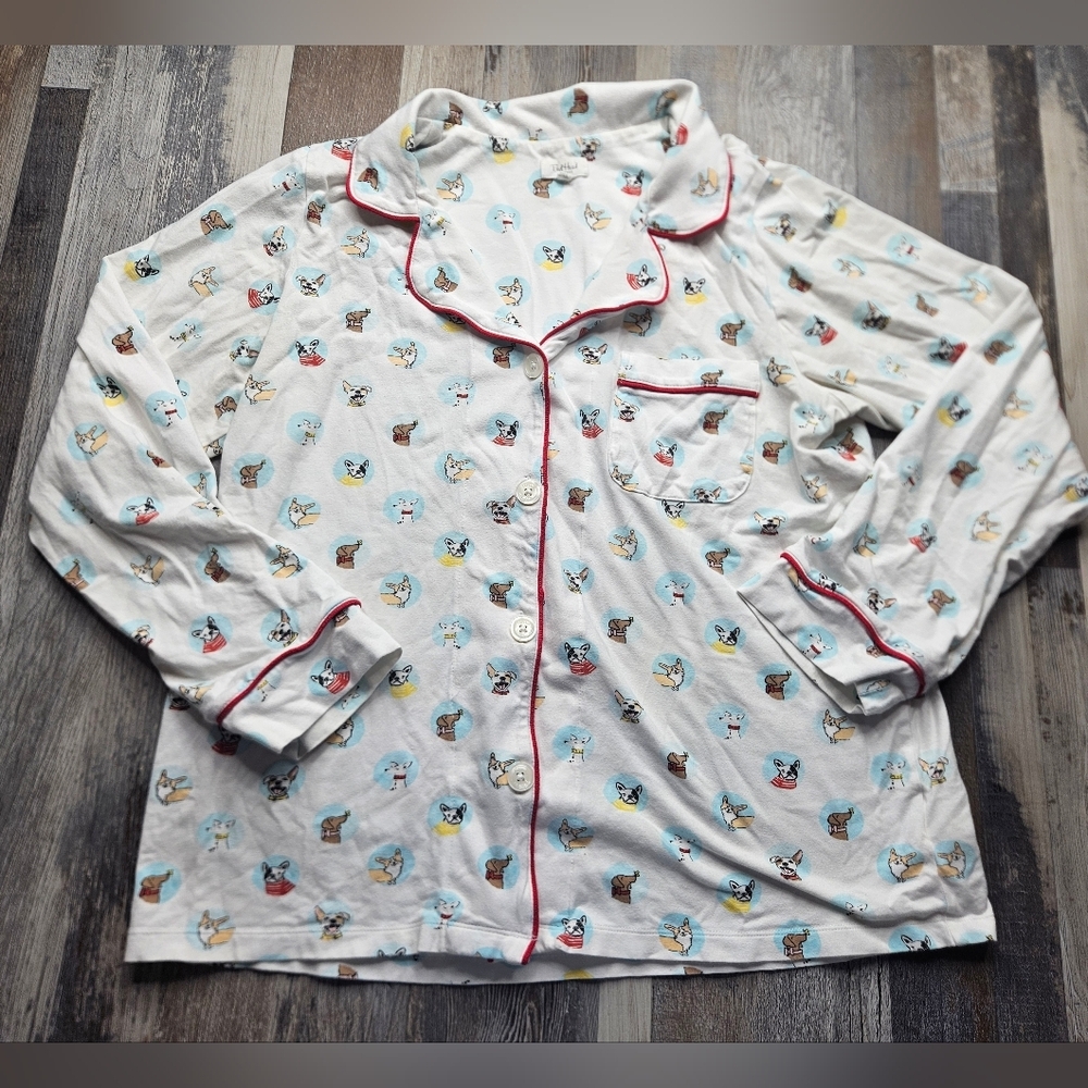 BedHead Pajamas PJs Sleepwear Top Women's Medoum Dog Faces Rwd Trim